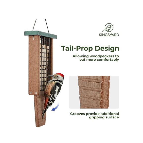Kingsyard Recycled Plastic Suet Bird Feeder, Double Capacity Tail-Prop Suet F... - Picture 5 of 9